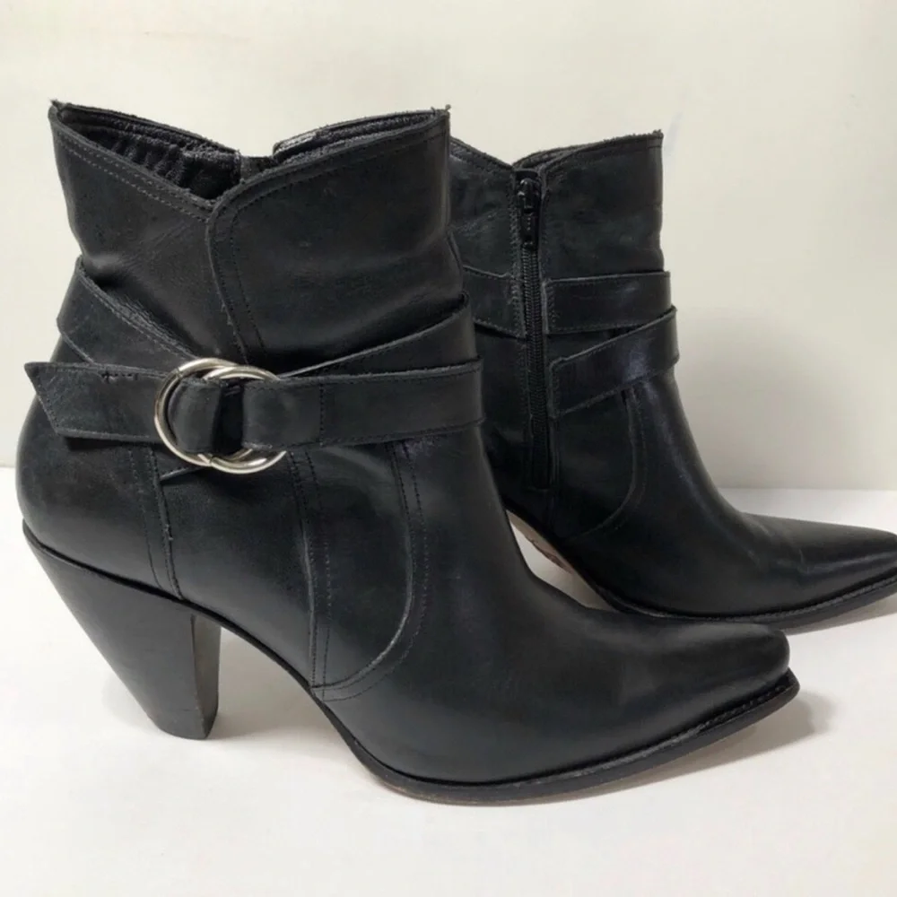 Charlie 1 Horse Handcrafted Leather Cowgirl Black Boots. Size 8. - Picture 2 of 9